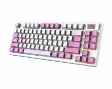 Teclado Msi Forge Gk600 Tkl Wireless, Inalambrico, Usb/bluetooth, Mecanico, Led Rgb, Ingles, Violeta/rosa
